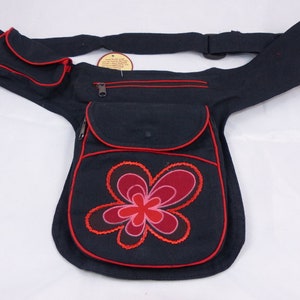 Hawanja belt bag black /red flower M or L image 2