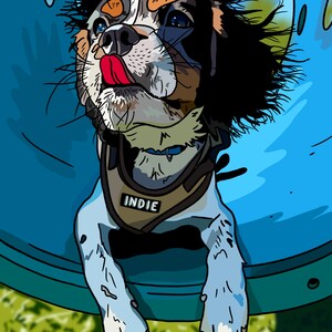 Custom Pet Portrait Cat or Dog - Poster Print Cartoon Painting