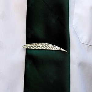 Sterling silver weeping willow leaf tie clip-Genuine leaf tie bar-Leaf from the forest-Perfect gift for nature lovers-Unique gift for him