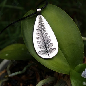Fern leaf pendant in silver-Imprint fern leaf pendant-Silver fern leaf-Forest leaf pendant-Botanical jewellery-Leaf necklace-Great gift