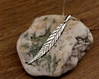 Pendentif feuille de saule pleureur en argent sterling-Colliers de feuilles-Pendentif saule pleureur de la forêt-Cadeau du 9e anniversaire-Cadeau parfait pour elle