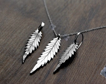 Sterling silver marijuana leaf pendant and dangle earrings-Cannabis leaf set-Weed leaf necklace-Unique marijuana set-Perfect as a small gift