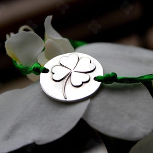 Sterling silver four-leaf clover bracelet-Shamrock from meadow bracelet-Lucky bracelet-Good luck gift-Bracelet for her-Botanic jewellery