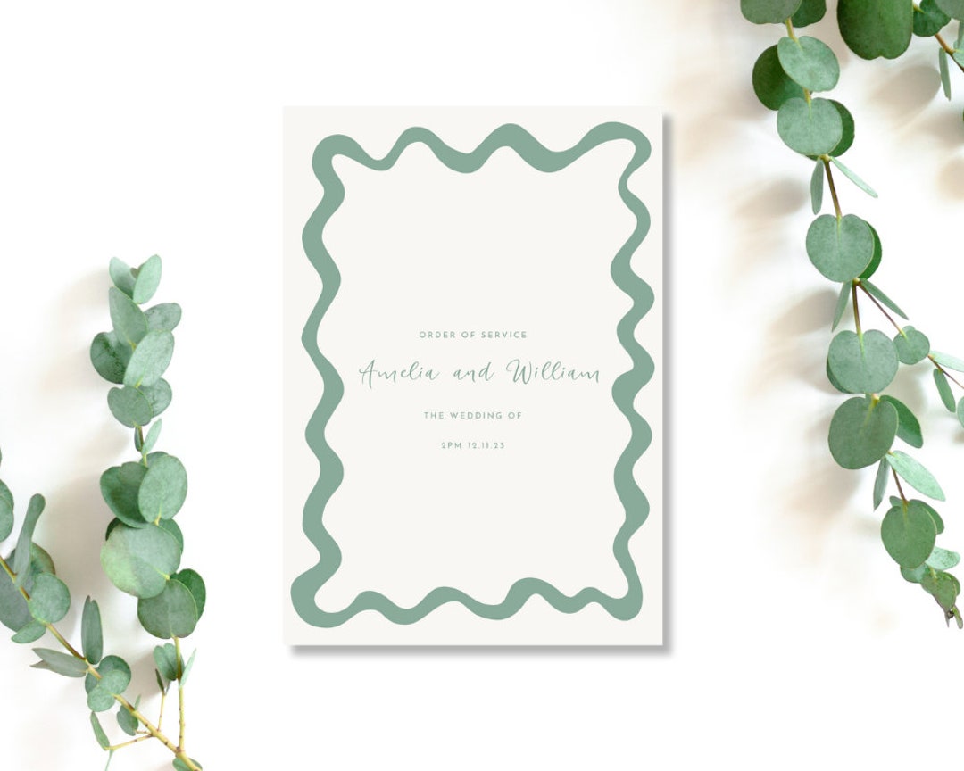 Order of Service Wedding Template, Wedding Program Design, Modern and