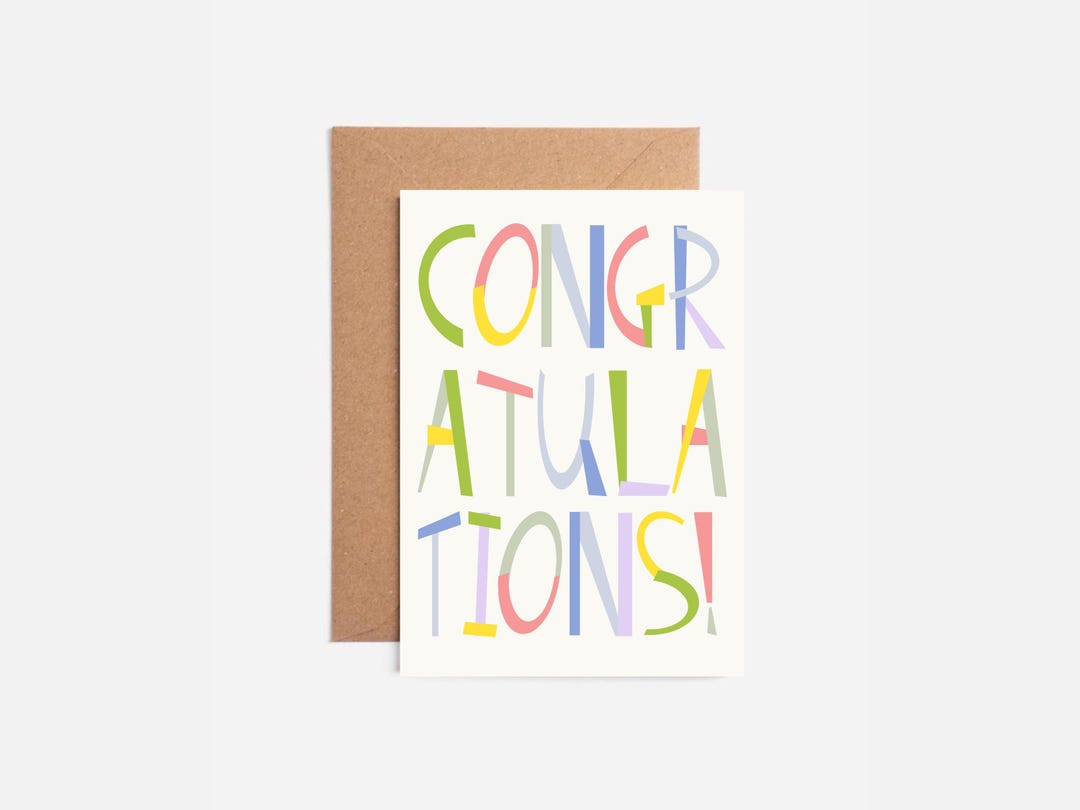 Congratulations Fun Typography Card - Etsy
