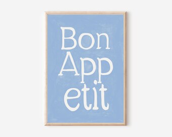 Bon appetit, Kitchen print, aesthetic kitchen decor, Colourful wall print, Trendy quote