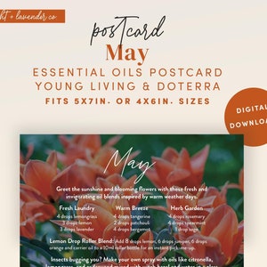 May - Essential Oil Diffuser Blends - Printable 5x7in Postcard - Digital File  - Young Living and DoTerra