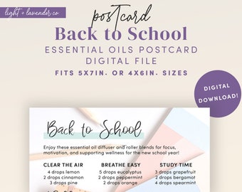 Back to School - Essential Oil Diffuser Blend Card - Printable Postcard - Digital Download