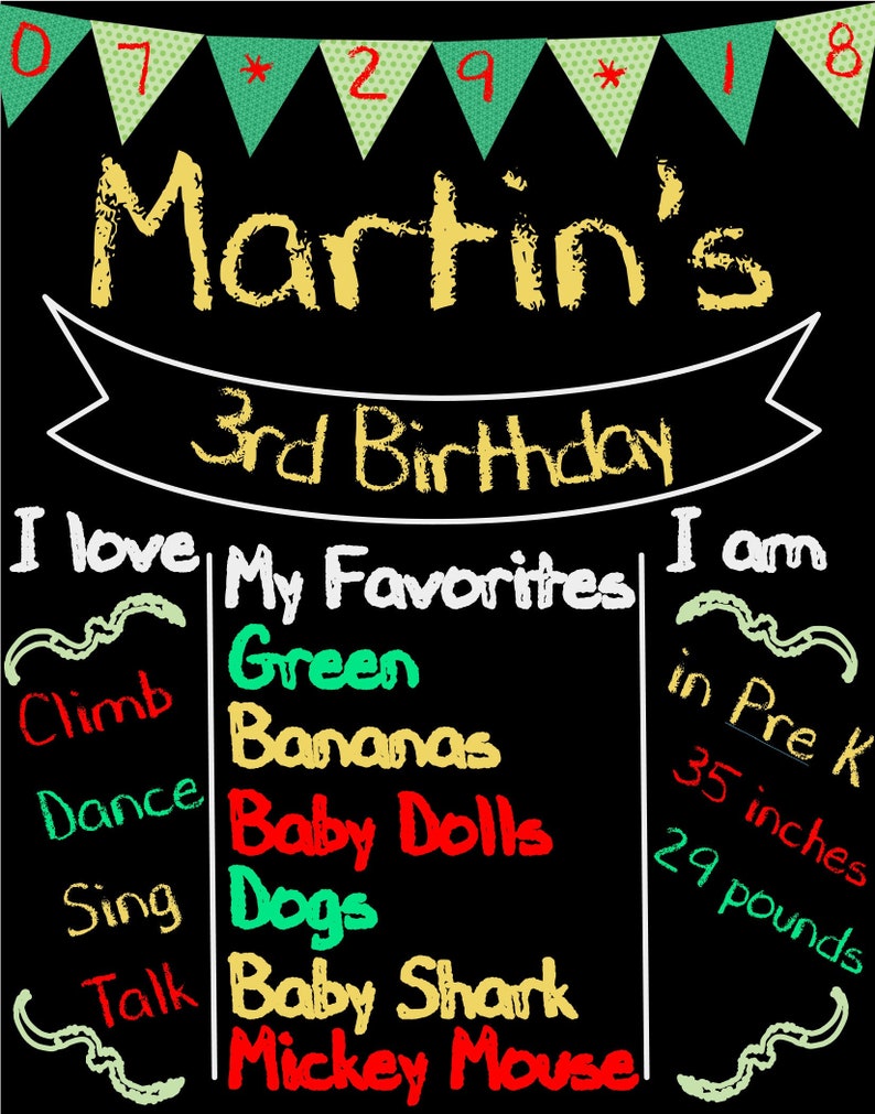 Digital Birthday Banner Printable 11x14 image 1