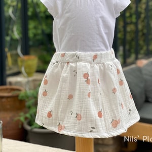 Muslin skirt with pockets organic quality peaches airy light white