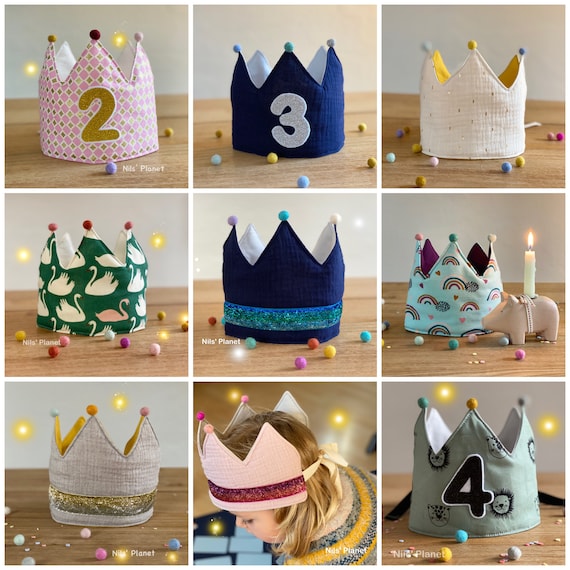 Couronne d'anniversaire enfant personnalisée - Fait main avec ♥︎