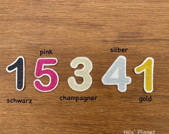 Wunschzahl  Geburtstagszahl zum Annähen, Zahlenset