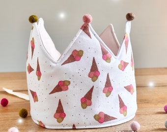 Geburtstagskrone EIS Kinder feiern Stoffkrone Geburtstag bunt Zahl Glitzer Birthday Crown Prinzessin unisex