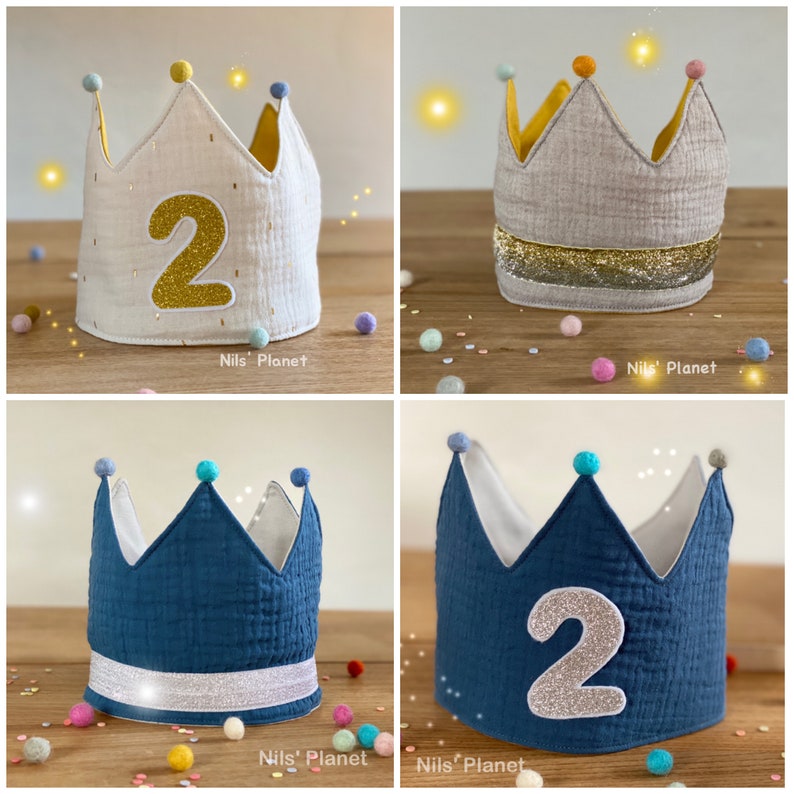 Geburtstagskrone Aus Stoff - Wiederverwendbar Mit Zahlen 0-9