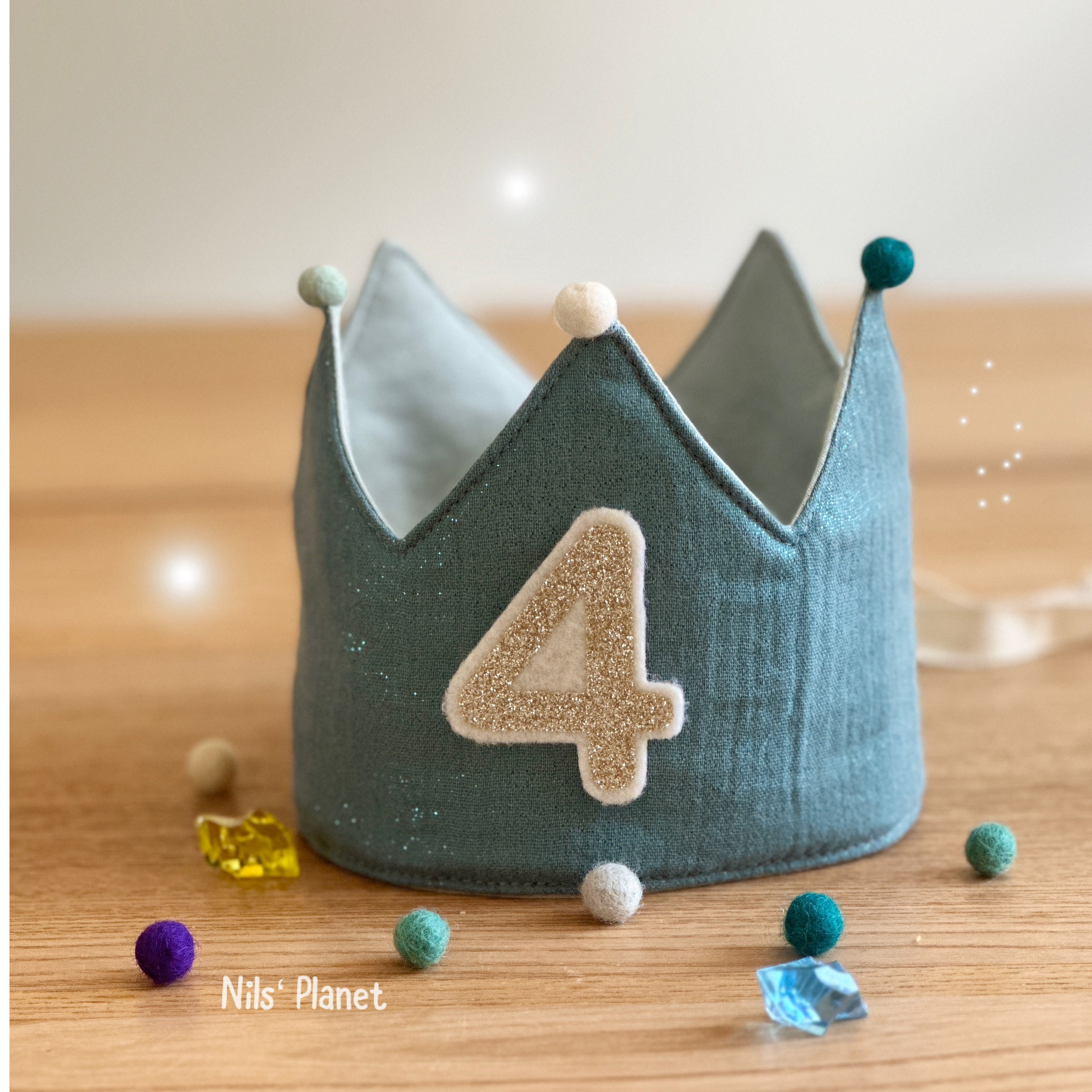 Corona Compleanno Bambina/Bambino Con Numeri Intercambiabili 1-9 Anni - Morbida E Regolabile - Foto 7