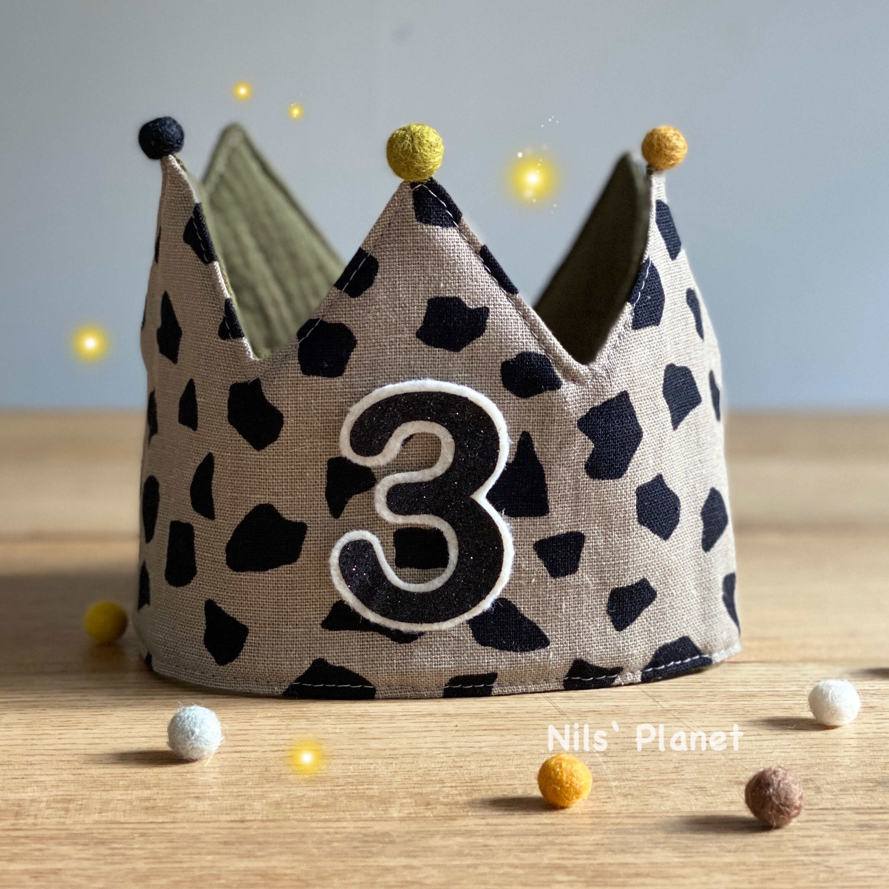 Couronne d'anniversaire tissu couronne mousseline écru paillettes dorées couronne  d'anniversaire enfant couronne bébé unisexe -  France