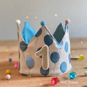 Corona compleanno PALLONCINI blu bambini festeggiano corona compleanno compleanno beige numero glitter compleanno corona principe principessa unisex