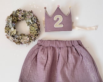 Gonna in mussola, a scelta tra diversi colori, scintillante, glitterata, con tasche, per bambini, ariosa, leggera