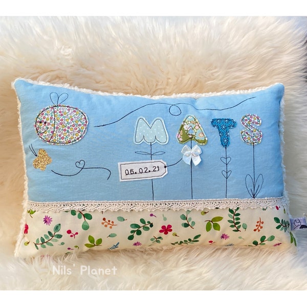 Cuddly pillow WILD HUMMEL "LIBERTY" color choice baby children's pillow with name flowers bumblebee girl cuddly pillow gift birth baptism