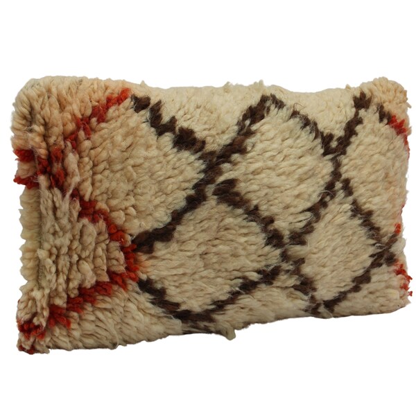 Moroccan white Berber cushion in handmade cotton