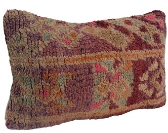 12x20 Vintage morrocan wool rug lumbar pillow cover, berber boho throw Boujaad pillows , FB1