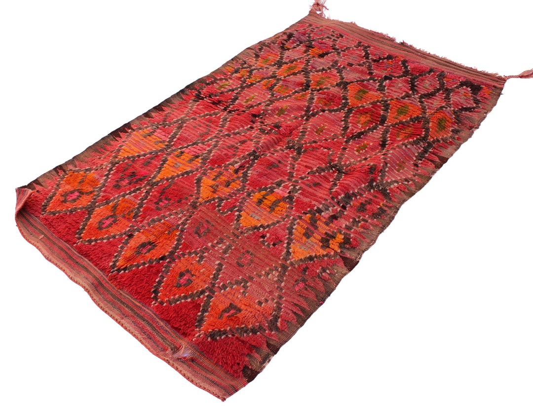 Vintage Moroccan Small Rug 3x6, Berber Boujaad Boho Rug Small Area ...
