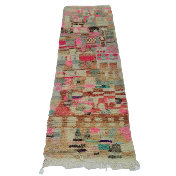 Vintage Moroccan runner rug 2x8, berber morrocan entryway wool runner rug