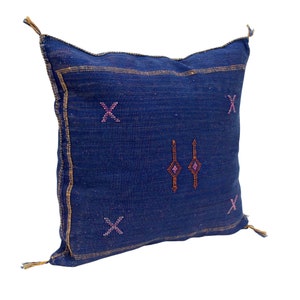 19x19 blue cactus silk pillow cover, moroccan hand woven throw boho cushion covers W14