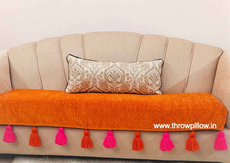Orange Sofa Cover With Tassels/ Custom Made Orange Sofa Cover Etsy