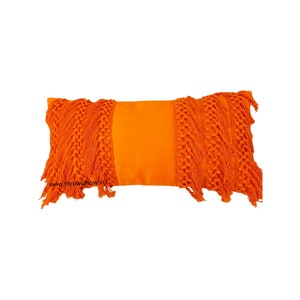 Tangerine Orange Bohemian Fringe Cushion Cover Boho Holiday Pillow Cover Custom Made Free Shipping