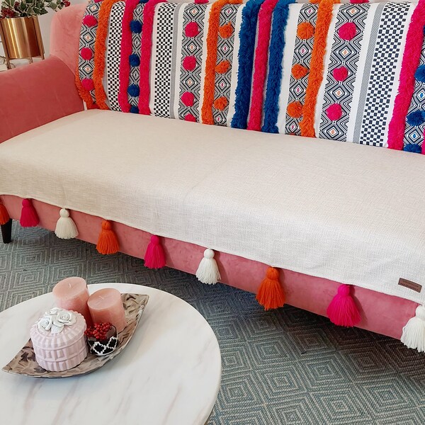 Throw With Tassels Etsy