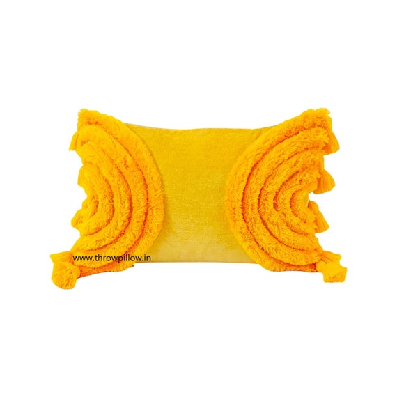 Ochre Yellow Tufted Rectangular Cushion Merry and Bright Throw Pillows Custom Made Free Shipping Etsy