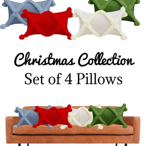 Festive Elegance Christmas Collection Set of 4 Tufted Cushion Covers Custom Made Free Shipping