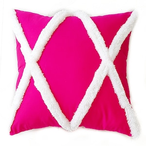 Luxe Simone Hot Pink Tufted Cushion Cover/Hot Pink Throw pillow / Hot Pink Pillow Free Shipping