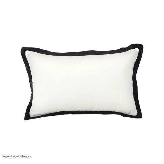 Black White Solid Rectangular Cushion Cover
