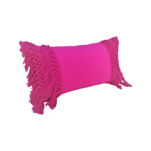 Bohemian Fuchsia Fringe Cushion Cover Bohemian Fuchsia Macrame Fringe Dorm Room Cushion Cover