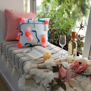 Ring a Bell Pom Pom Tassel Multicoloured Cushion Cover Throwpillow Free Shipping