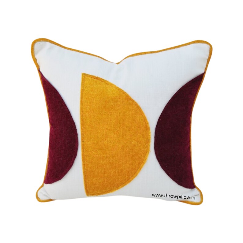 White Cushion Cover with Half Moon and Half Sun Symbol