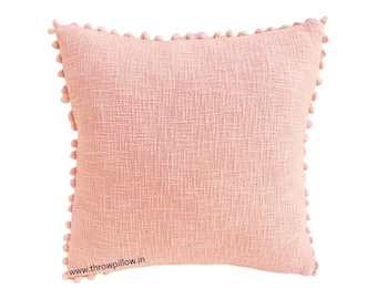 Blush Pink Texture Basketweave Cotton Cushion Cover Ideal for Thanksgiving Christmas Holiday Season Thoughtful Gifts