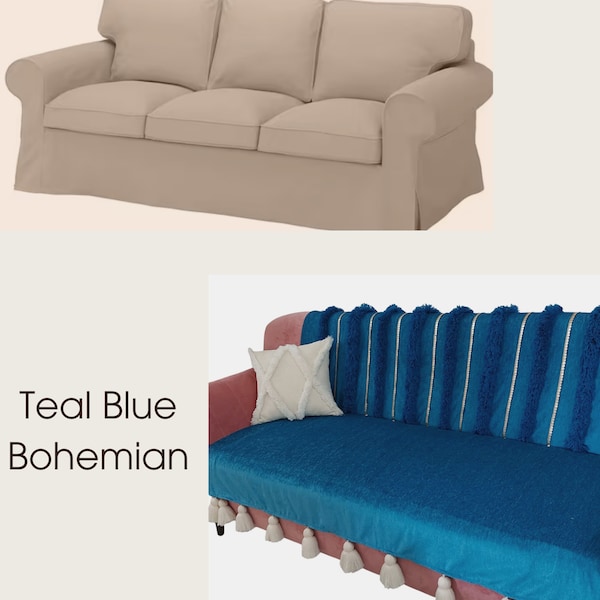 Bohemian Combo Sofa Cover- Custom made to fit Ikea Ektorp Sofa/ Custom Made/ Free Shipping