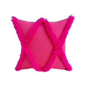 Simone Fuchsia Pink Tufted Merry and Bright Cushion Cover Custom Made Free Shipping