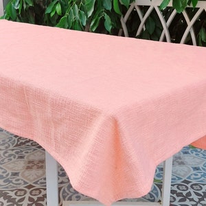 Custom Made Blush Cotton Textured Table Cover 100 % Cotton Table Cover Thick Cotton Fabric Table Cover Blush Cotton Table Cloth