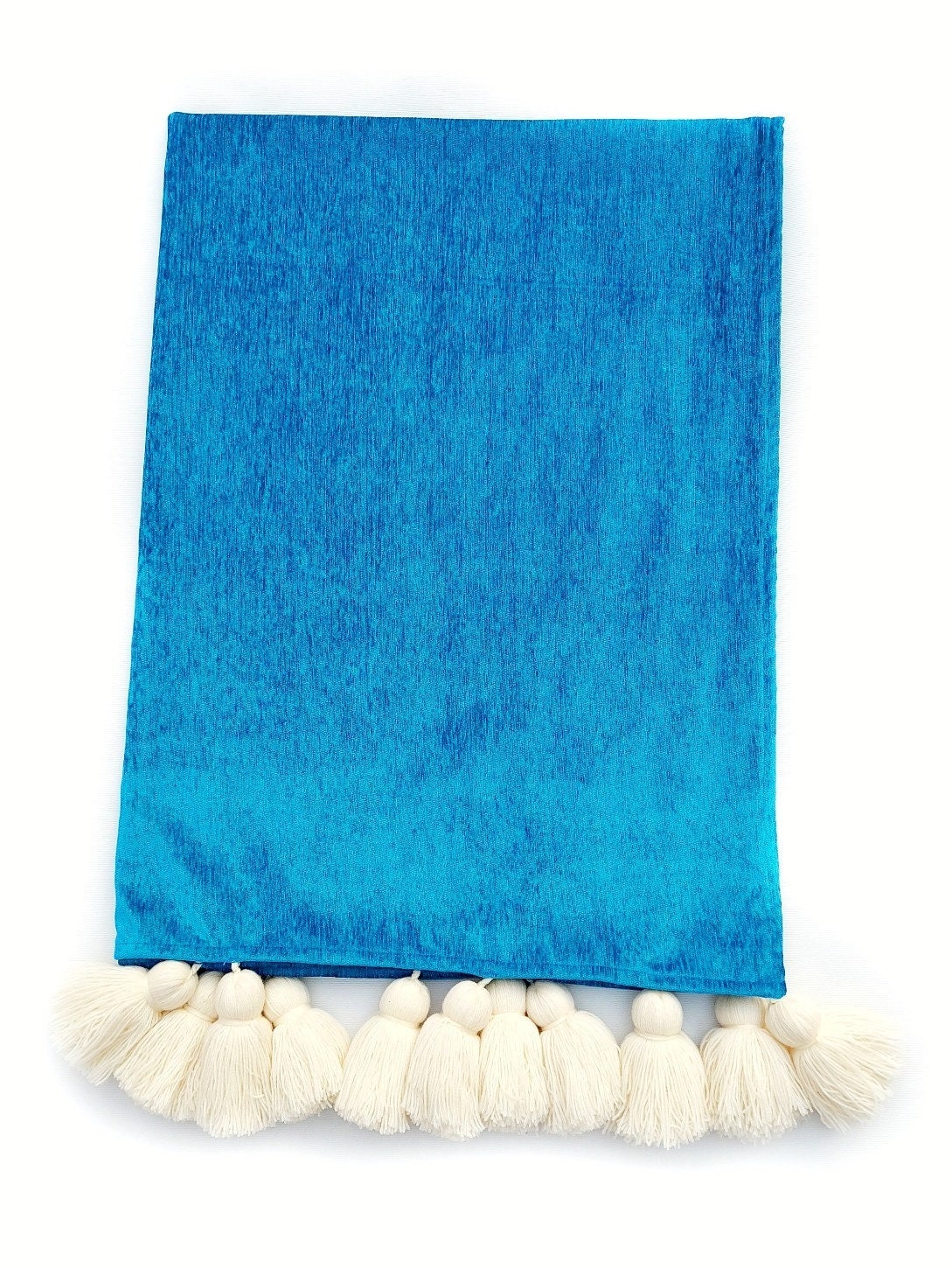 Teal Blue Sofa Cover With Tassels Custom Made Sofa Cover Etsy