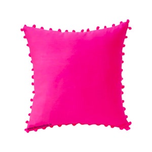 Hot Pink Solid Pom Pom Cotton Joyful Season Cushion Cover Custom Made Free Shipping
