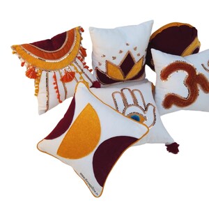 Ochre and Maroon Spiritual Cushion Cover