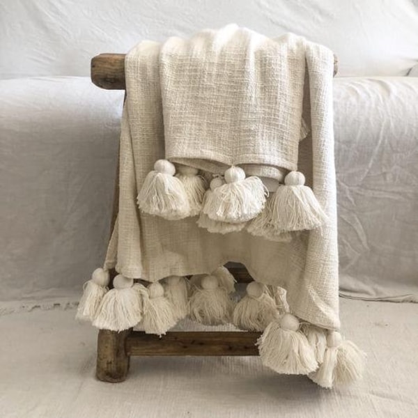 Tiro de pompón de borla de tejido de cesta de algodón neutro envío gratis