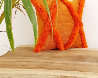 Orange Autumn Décor Textured Cushion Cover/ Orange Throwpillow / Autumn Fall Pillows  Free Shipping/ Orange Fall Decor Free Shipping