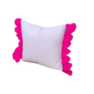 White & Pink Tassel Dorm Pillow Cover/Custom Made/Free Shipping/ Dorm Room Throwpillow