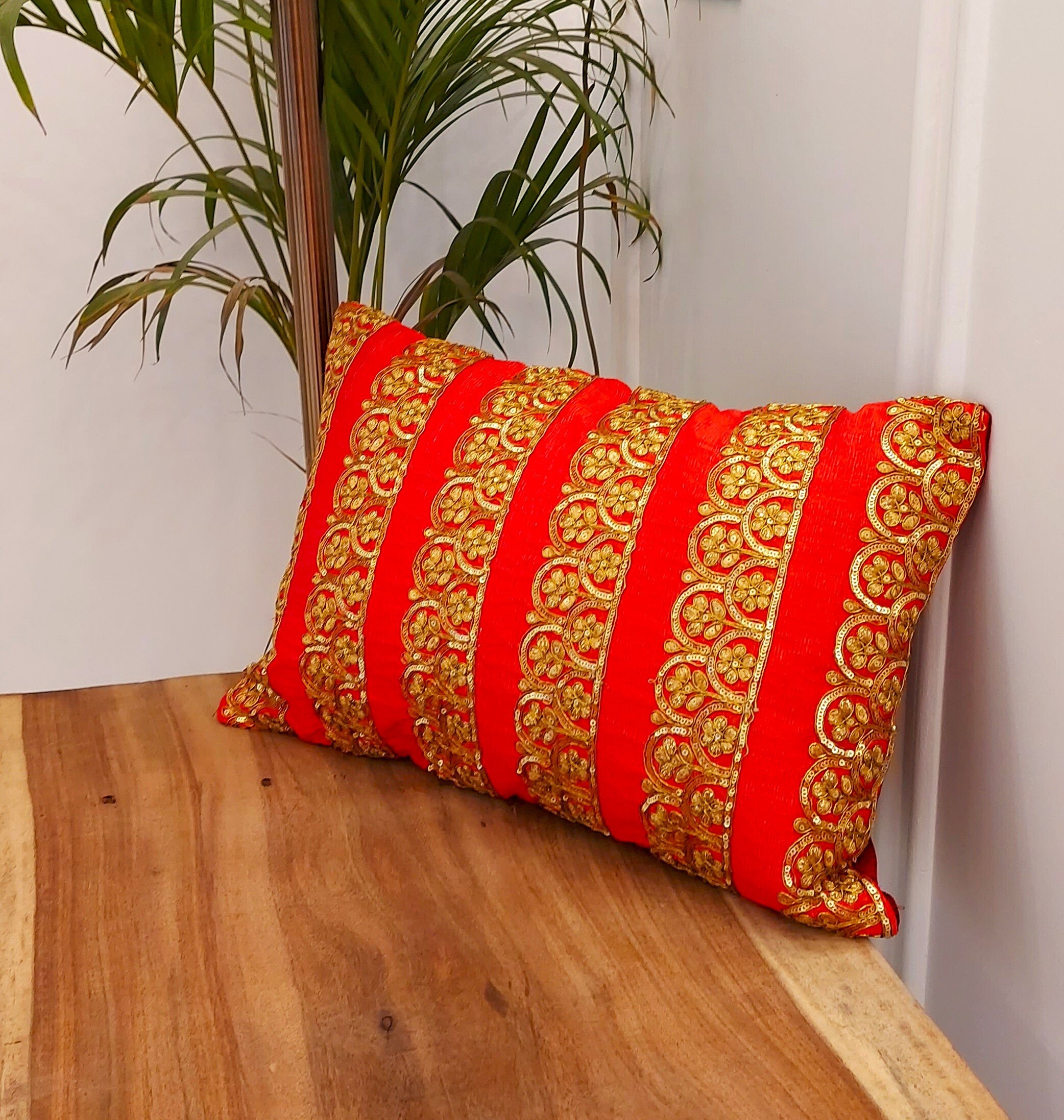 red gold cushion covers