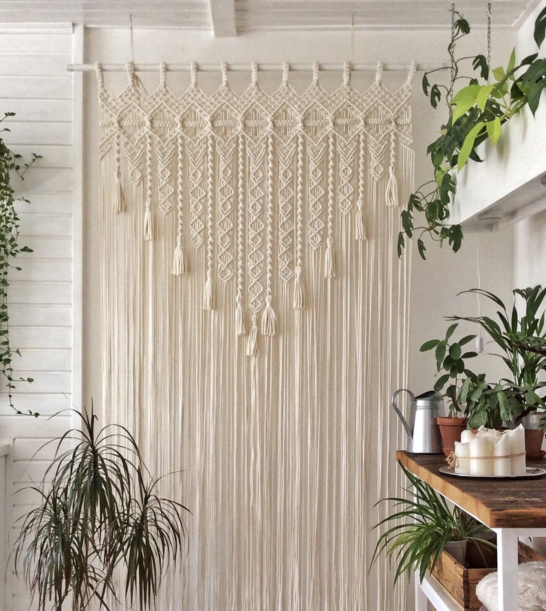 Makramee Vorhänge Boho Vorhänge Provence Vorhänge Große Etsy